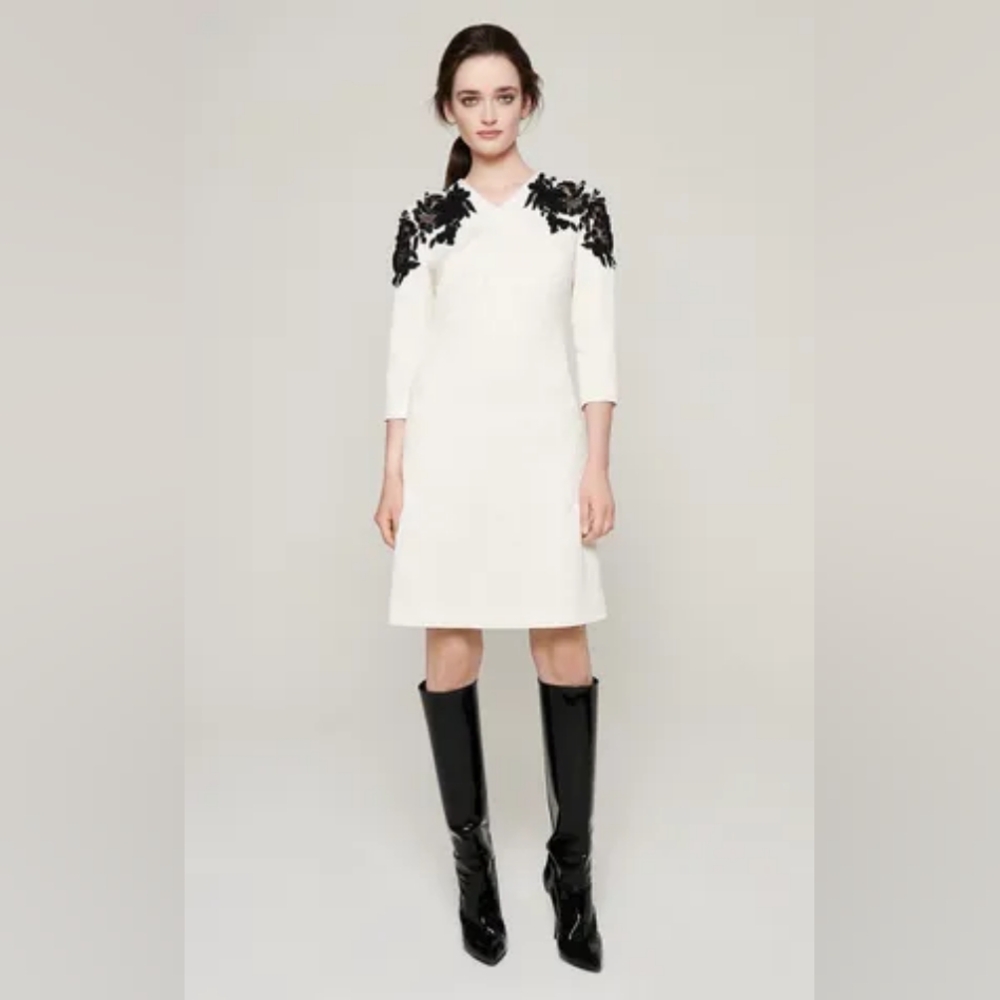 NWT Escada Embroidered Jacquard Dress Sz 42 - Picture 1 of 16